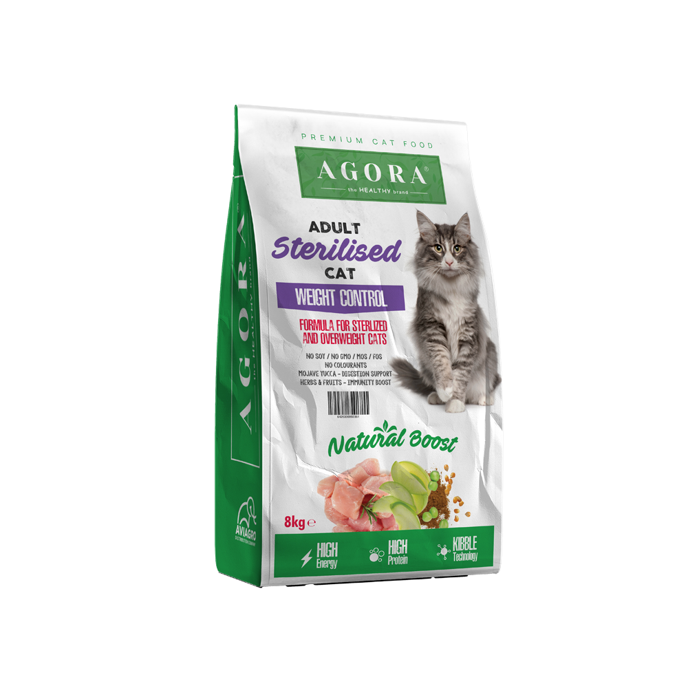 Agora CAT STERILIZED - Hrană completă pentru pisici sterilizate, cu su ...